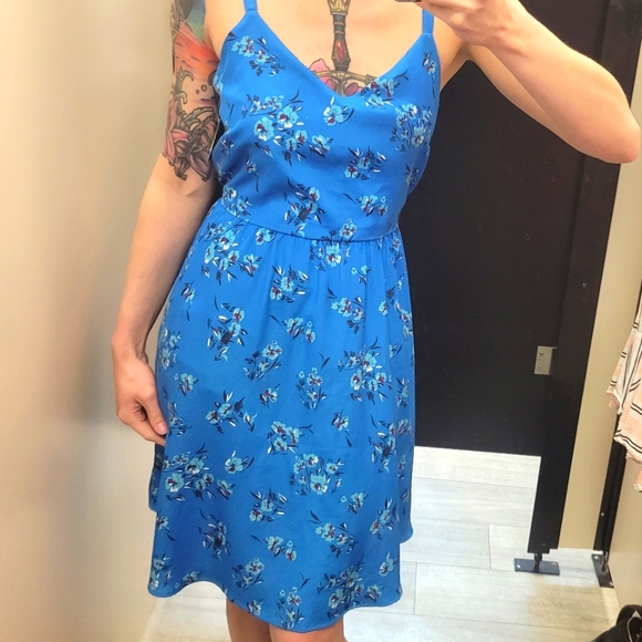 LOFT Ann Taylor vibrant blue floral sundress - Picture 2 of 7